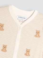 JoJo Maman Bébé 100% Organic Cotton Bear Embroidered Sleepsuit - Imagen 5 de 5