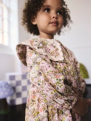 Ochre Yellow Print Long Sleeve Collar Dress (3mths-8yrs) - Image 5 of 9