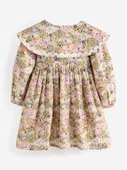 Ochre Yellow Print Long Sleeve Collar Dress (3mths-8yrs) - Image 7 of 9