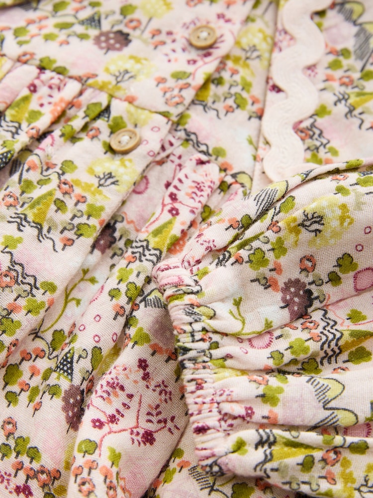Ochre Yellow Print Long Sleeve Collar Dress (3mths-8yrs) - Image 9 of 9