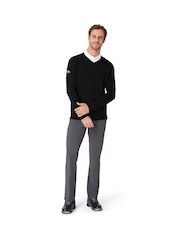 Callaway Apparel Mens Merino Wool V-Neck Black Sweater - Image 2 of 2