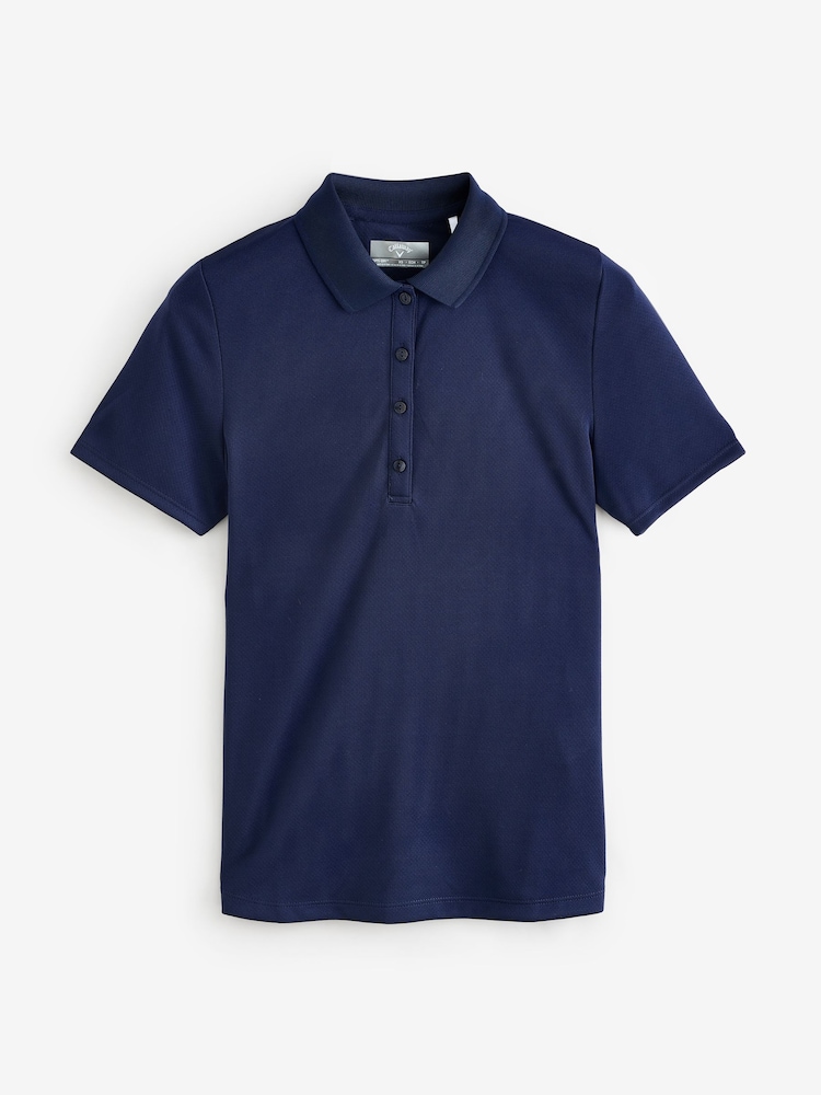 Callaway Apparel Ladies Blue Swingtech Short Sleeve Solid Polo Shirt - Imagen 3 de 3