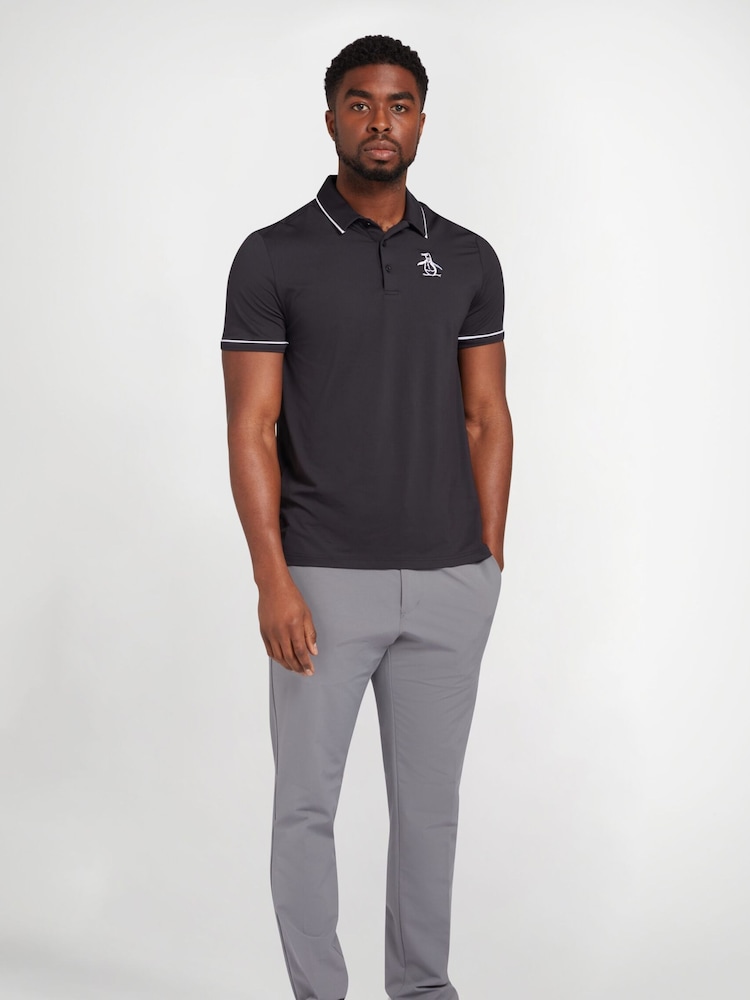 Original Penguin Oversized Heritage Piped Black Polo Shirt - Image 1 of 6