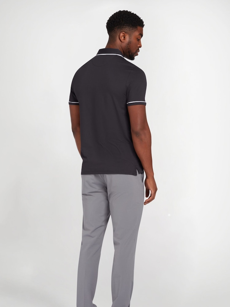 Original Penguin Oversized Heritage Piped Black Polo Shirt - Image 2 of 6