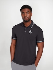 Original Penguin Oversized Heritage Piped Black Polo Shirt - Image 3 of 6