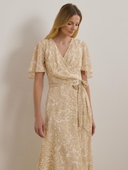 Lauren Ralph Lauren Cream Filsee Print Belted Midi Dress - Image 2 of 7