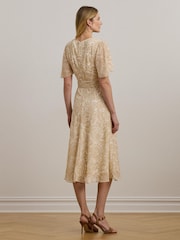 Lauren Ralph Lauren Cream Filsee Print Belted Midi Dress - Image 3 of 7