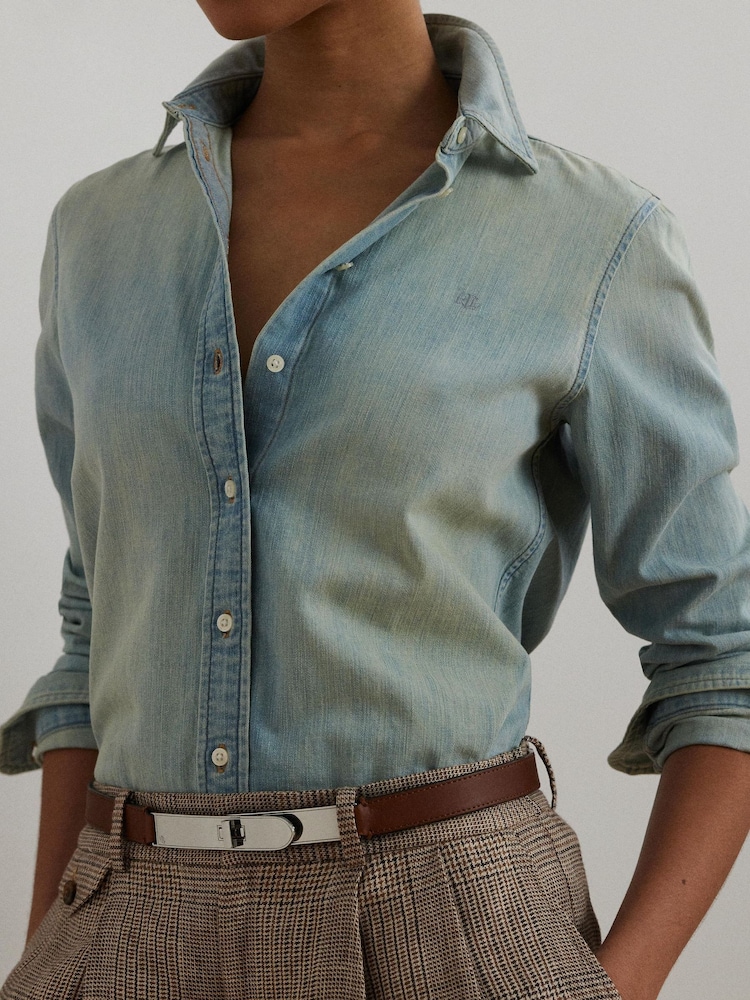 Lauren Ralph Lauren Blue Jamelko Denim Shirt - Image 4 of 8