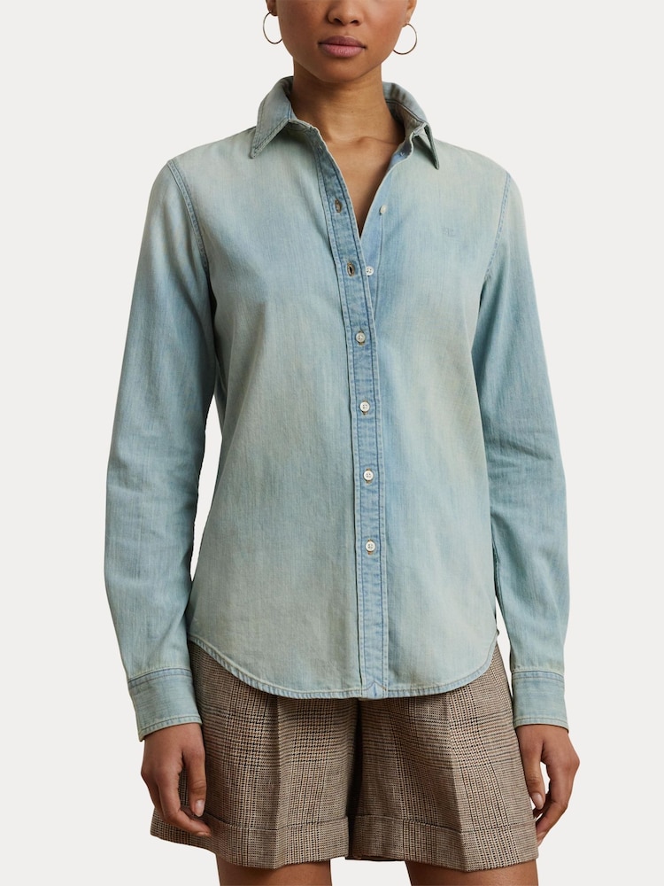 Lauren Ralph Lauren Blue Jamelko Denim Shirt - Image 6 of 8