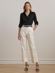 Lauren Ralph Lauren Zeeya Wide Leg Pleated Ankle Trousers - Image 4 of 5