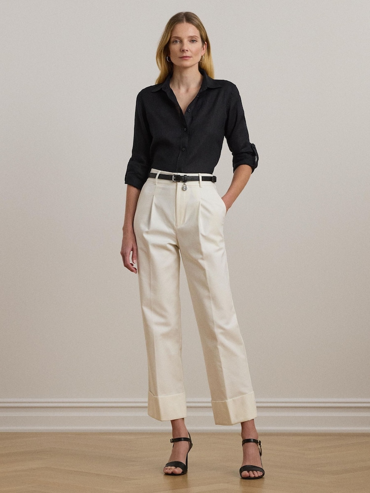 Lauren Ralph Lauren Zeeya Wide Leg Pleated Ankle Trousers - Image 4 of 5
