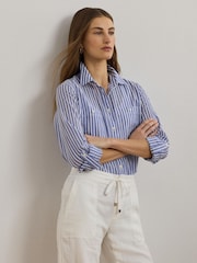 Lauren Ralph Lauren Blue Rimnah Stripe Pocket Detail Shirt - Image 1 of 8