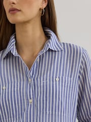 Lauren Ralph Lauren Blue Rimnah Stripe Pocket Detail Shirt - Image 4 of 8