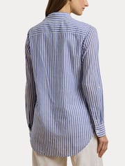 Lauren Ralph Lauren Blue Rimnah Stripe Pocket Detail Shirt - Image 5 of 8