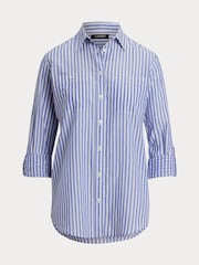 Lauren Ralph Lauren Blue Rimnah Stripe Pocket Detail Shirt - Image 8 of 8