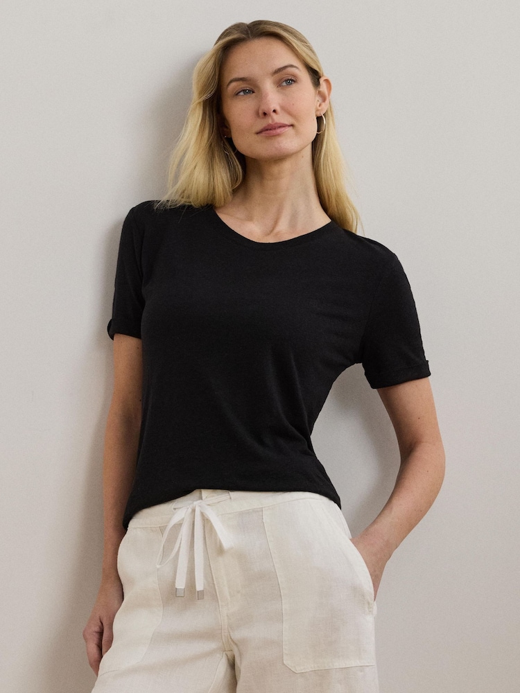 Lauren Ralph Lauren Drina Linen Blend T-Shirt - Image 1 of 6