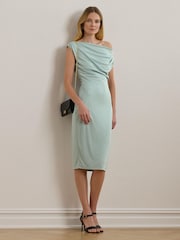 Lauren Ralph Lauren Blue Camisha One-Shoulder Jersey Midi Dress - Image 1 of 3