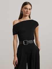 Lauren Ralph Lauren Arissa Off-The-Shoulder Black Jersey Blouses - Image 1 of 6