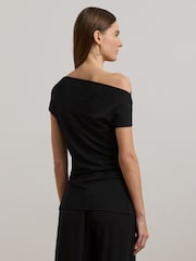Lauren Ralph Lauren Arissa Off-The-Shoulder Black Jersey Blouses - Image 2 of 6