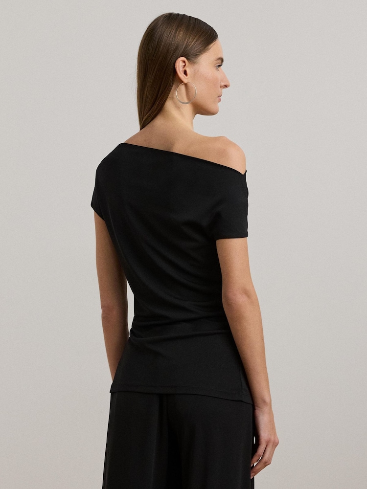 Lauren Ralph Lauren Arissa Off-The-Shoulder Black Jersey Blouses - Image 2 of 6