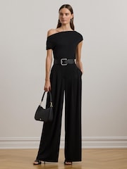 Lauren Ralph Lauren Arissa Off-The-Shoulder Black Jersey Blouses - Image 3 of 6