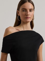 Lauren Ralph Lauren Arissa Off-The-Shoulder Black Jersey Blouses - Image 4 of 6