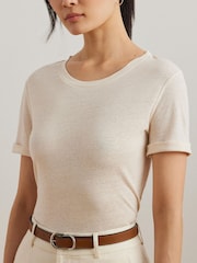 Lauren Ralph Lauren Drina Linen Blend T-Shirt - Image 4 of 6