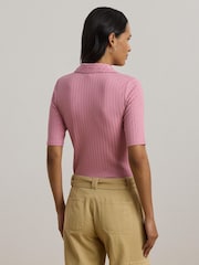 Lauren Ralph Lauren Mazikeen Collar Ribbed Polo Shirt - Image 2 of 5