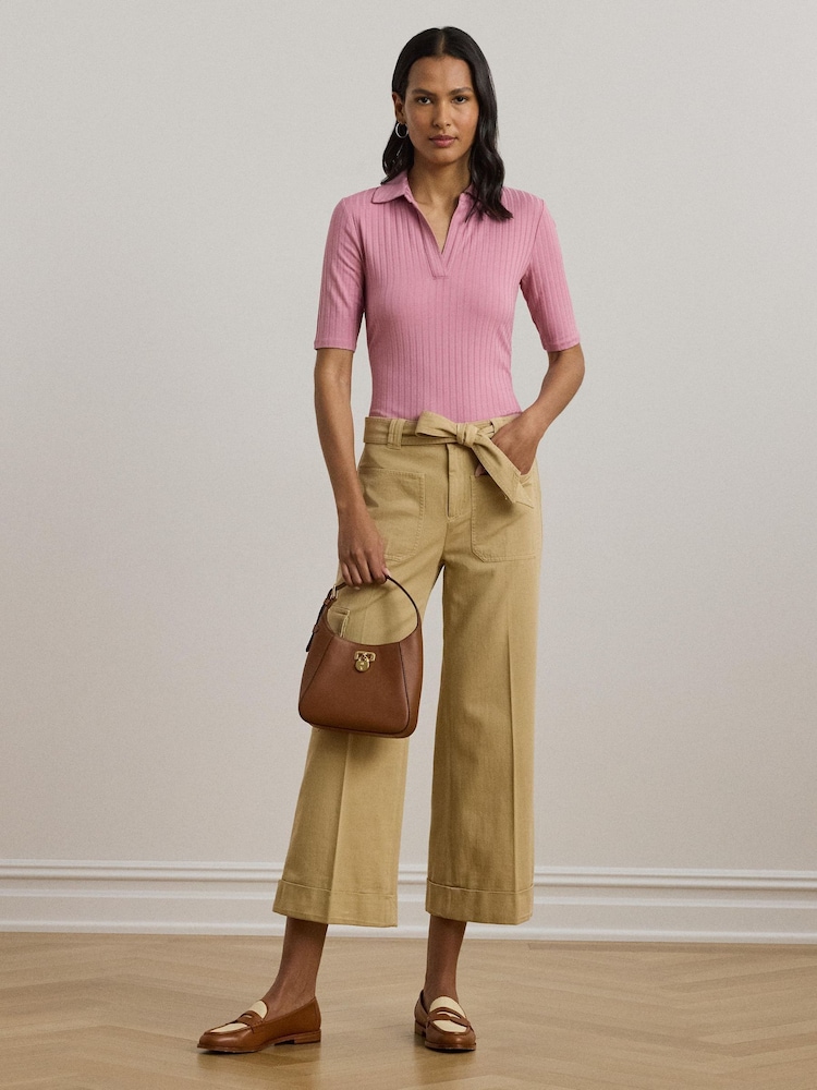 Lauren Ralph Lauren Mazikeen Collar Ribbed Polo Shirt - Image 3 of 5