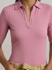 Lauren Ralph Lauren Mazikeen Collar Ribbed Polo Shirt - Image 4 of 5