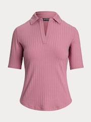 Lauren Ralph Lauren Mazikeen Collar Ribbed Polo Shirt - Image 5 of 5