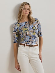 Lauren Ralph Lauren Judy Stretch Cotton Boatneck Top - Image 1 of 6