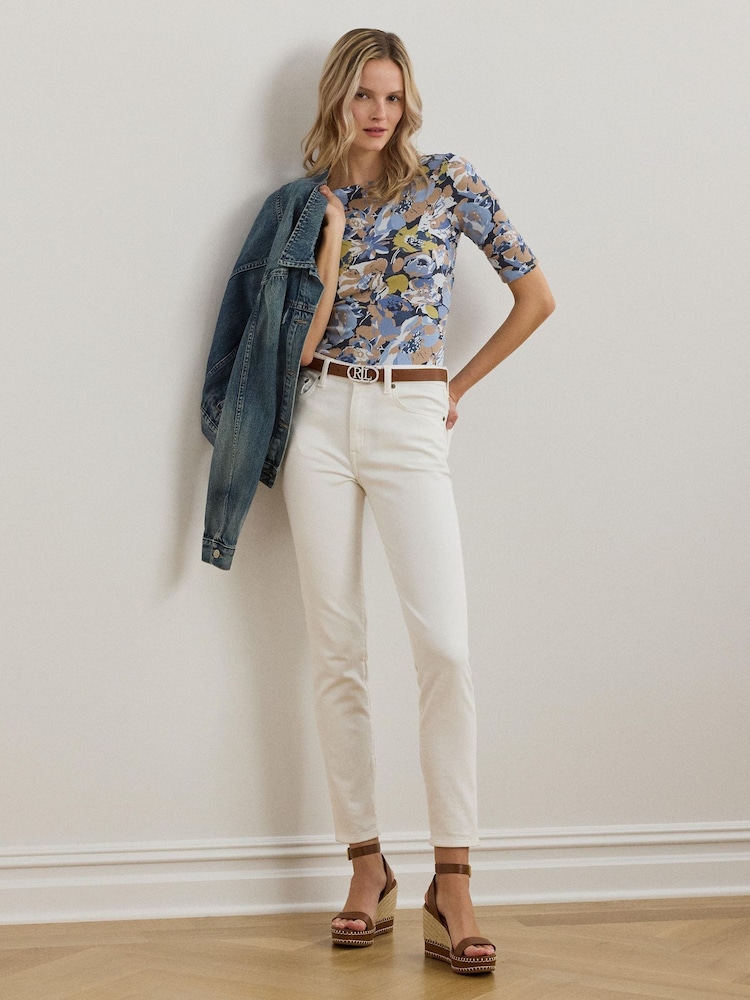 Lauren Ralph Lauren Judy Stretch Cotton Boatneck Top - Image 3 of 6