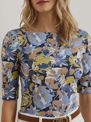 Lauren Ralph Lauren Judy Stretch Cotton Boatneck Top - Image 4 of 6