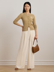 Коричневый - Кардиган с узором "косичка" и логотипом Lauren Ralph Lauren Ralhan - Image 2 of 8