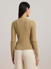Коричневый - Кардиган с узором "косичка" и логотипом Lauren Ralph Lauren Ralhan - Image 3 of 8