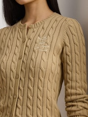 Коричневый - Кардиган с узором "косичка" и логотипом Lauren Ralph Lauren Ralhan - Image 4 of 8