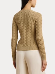Коричневый - Кардиган с узором "косичка" и логотипом Lauren Ralph Lauren Ralhan - Image 5 of 8