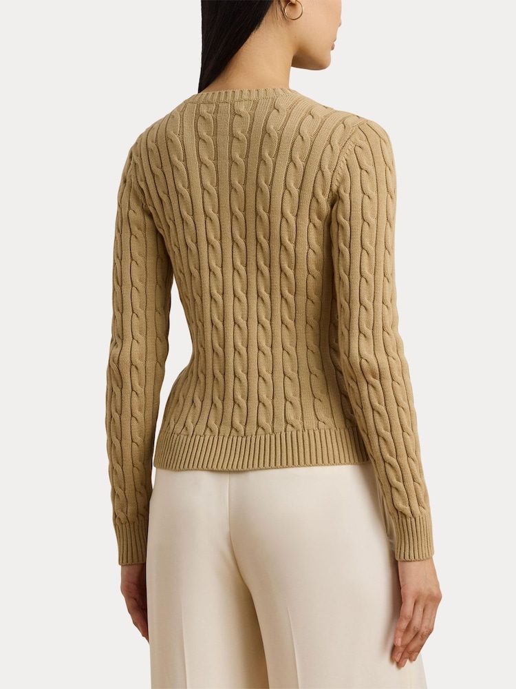 Lauren Ralph Lauren Ralhan Cable Knit Crest Logo Cardigan - Image 5 of 8