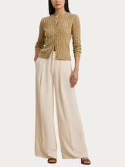 Коричневый - Кардиган с узором "косичка" и логотипом Lauren Ralph Lauren Ralhan - Image 7 of 8