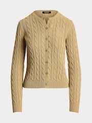 Коричневый - Кардиган с узором "косичка" и логотипом Lauren Ralph Lauren Ralhan - Image 8 of 8
