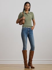 Lauren Ralph Lauren Natrissa Embridered Logo Cable Knit Polo Shirt - Image 3 of 6