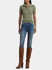 Lauren Ralph Lauren Natrissa Embridered Logo Cable Knit Polo Shirt - Image 5 of 6