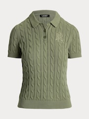 Lauren Ralph Lauren Natrissa Embridered Logo Cable Knit Polo Shirt - Image 6 of 6