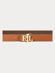Lauren Ralph Lauren Logo Reversible Leather Skinny Brown Belt - Image 3 of 3