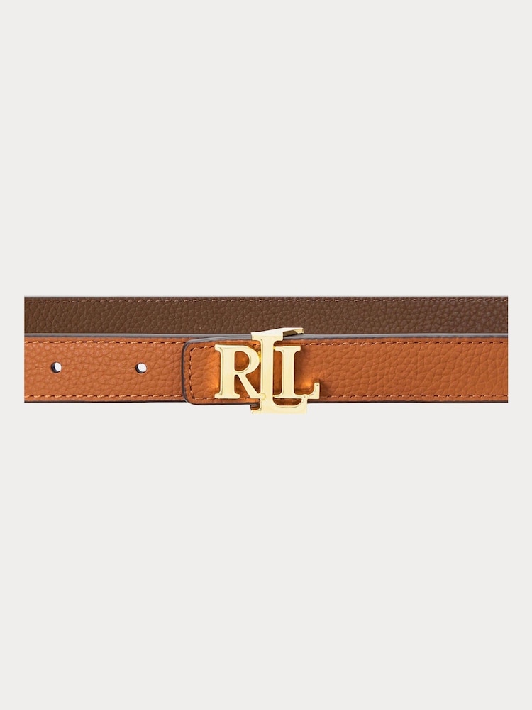 Lauren Ralph Lauren Logo Reversible Leather Skinny Brown Belt - Image 3 of 3