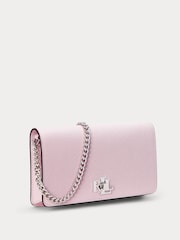 Розовый фактурный кожаный клатч с длинным ремешком-цепочкой Lauren Ralph Lauren - Изображение 3 из 5