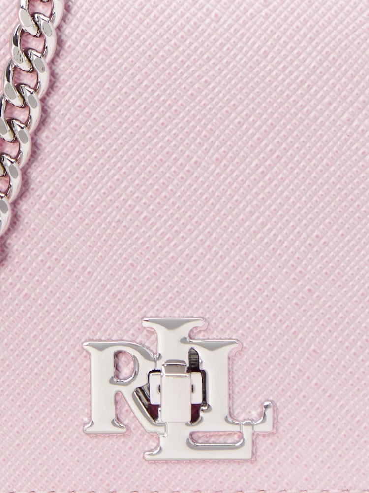 Розовый фактурный кожаный клатч с длинным ремешком-цепочкой Lauren Ralph Lauren - Изображение 5 из 5
