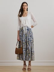 Lauren Ralph Lauren Caelyn Linen Tie Front White Cardigan - Image 2 of 7