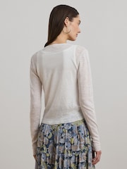 Lauren Ralph Lauren Caelyn Linen Tie Front White Cardigan - Image 3 of 7
